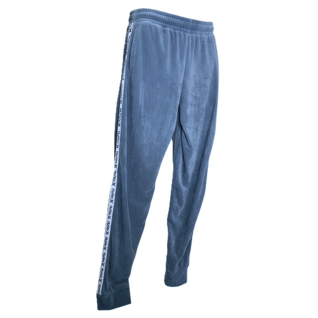 Hurley L Blue Corduroy Jogger Pants Lounge Streetwear Soft Cozy Athleisure Chic